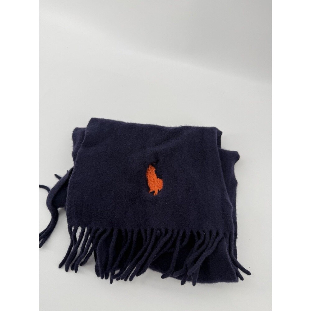 POLO Ralph Lauren 100% Lambswool Navy  Scarf. Made in Scotland 43X9